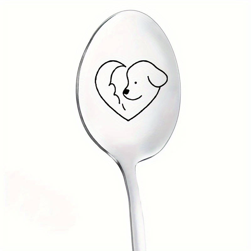 1pc  Cat Dog Love  Mirror Finish Stainless Spoon Ideal for Dining Family Use Mother's Day