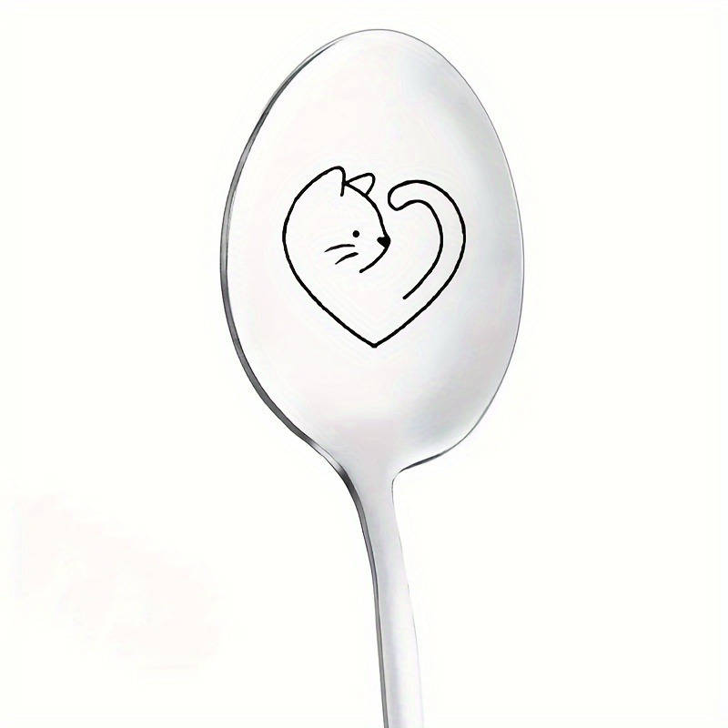 1pc  Cat Dog Love  Mirror Finish Stainless Spoon Ideal for Dining Family Use Mother's Day