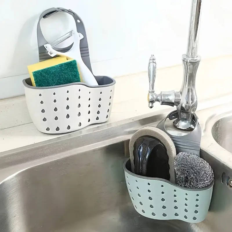 1pc Plastic Sink Caddy Sponge Holder Multifunctional Draining Organizer for Kitchen Accessories with