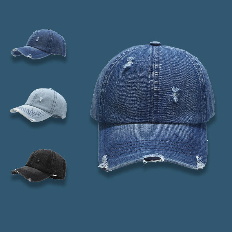 1pc Vintage Washed Denim Baseball Cap Adjustable Lightweight Polyester Sun Hat for Spring S