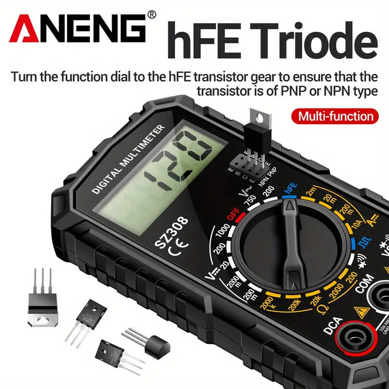 1pc SZ308 High-Precision Digital Multimeter Electrical Maintenance AC-DC Tester Multifunctional