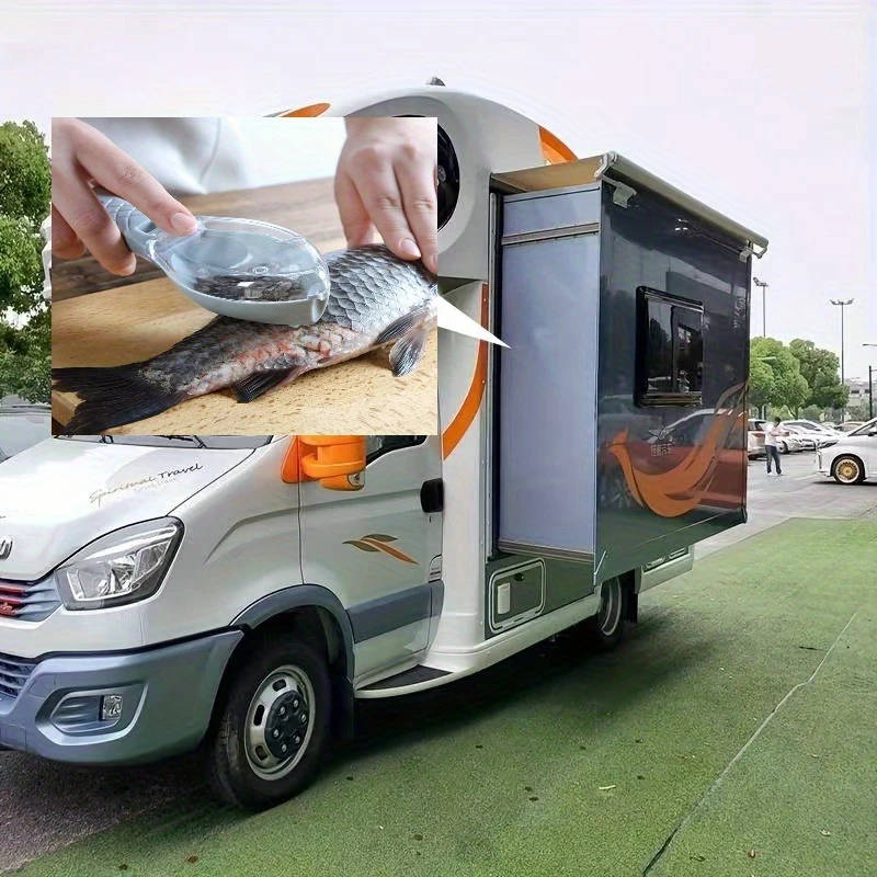 1pc Fish Scale Remover with Lid Durable PVC Scraper for Efficient Kitchen Fish Cleaning Non-Electric