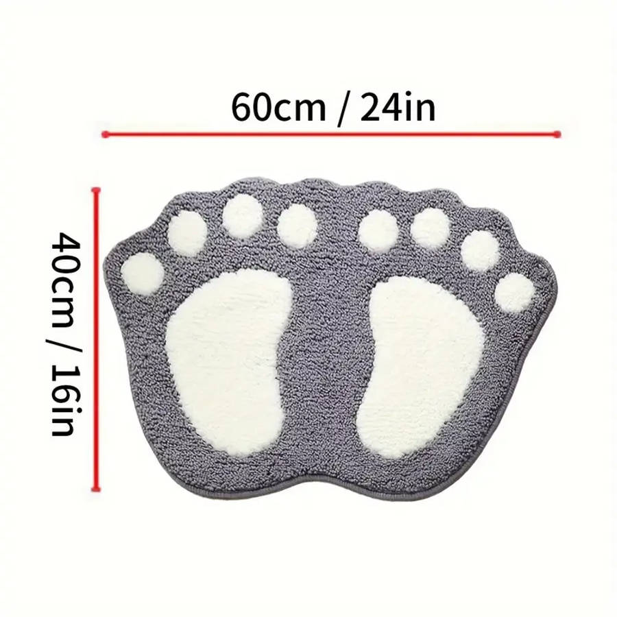 1pc Ultra-Absorbent Microfiber Bath Mat with Non-Slip Grip Cute Footprint Design for Cozy Home Decor