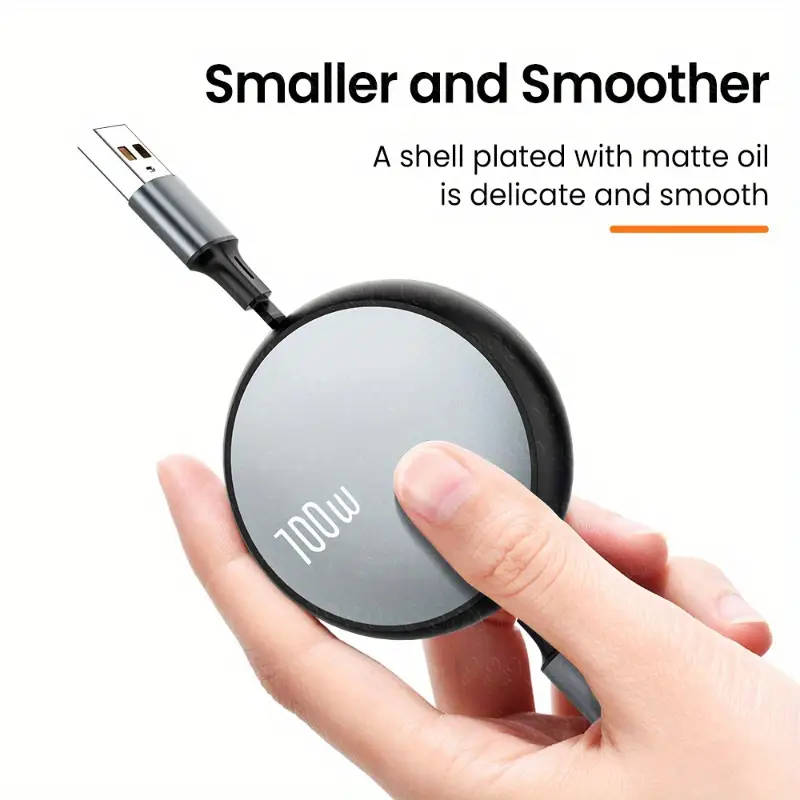 3 in 1 Retractable USB C 6A 100W USB Fast Charger