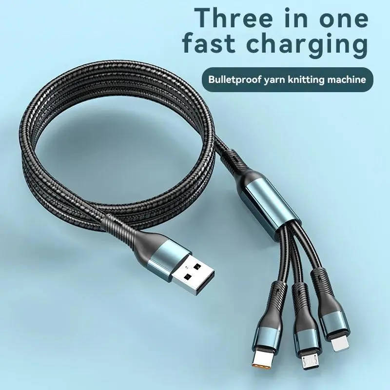 120W 3in 1 USB Fast Charging Cable Micro USB Type C Cable Data Cord for Realme