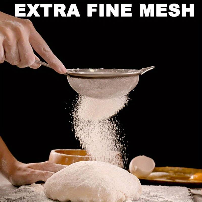 3pcs Stainless Steel Fine Mesh Strainers with Metal Handles Multi-Size Flour Sifters Oil Fi