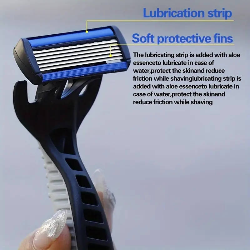 Men`s Manual Shaver Set, 2 Handle + 24 Blades, Safety Razor 6-Layers Stainless Steel