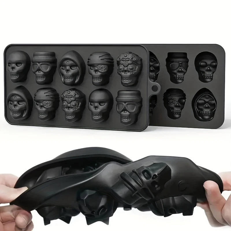 1pc Halloween Skull Ice Cube Tray Silicone Mold for Whiskey Cocktail Multipurpose Chocolate Candy Pu