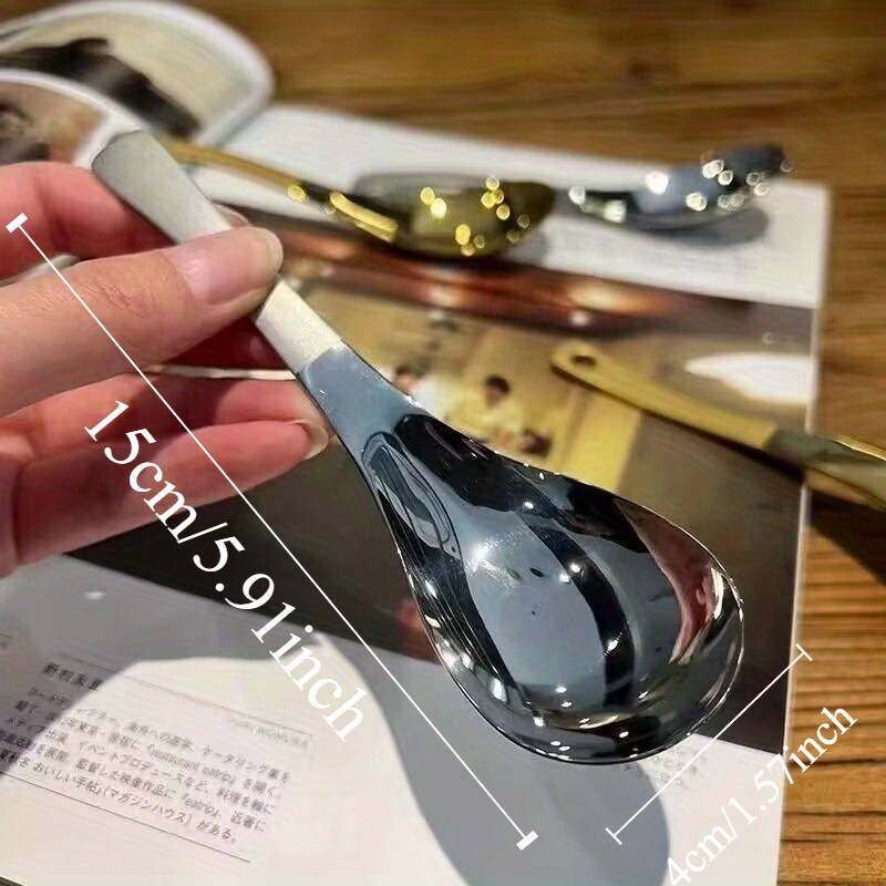 4Pcs High-grade Stainless Steel Short-handled Spoon Suitable For Rice Ice Cream Etc. Kitc