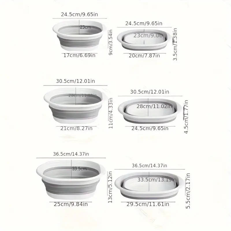 3pcs Foldable Multi-Functional Basin Space-Saving Versatile for Face Washing Vegetable Rinsing Under