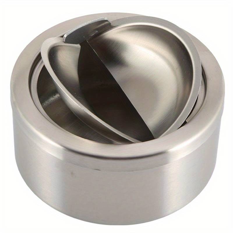 1pc Stainless Steel Windproof Ashtray with Lid Portable Round Design for Home and Outdoor Use