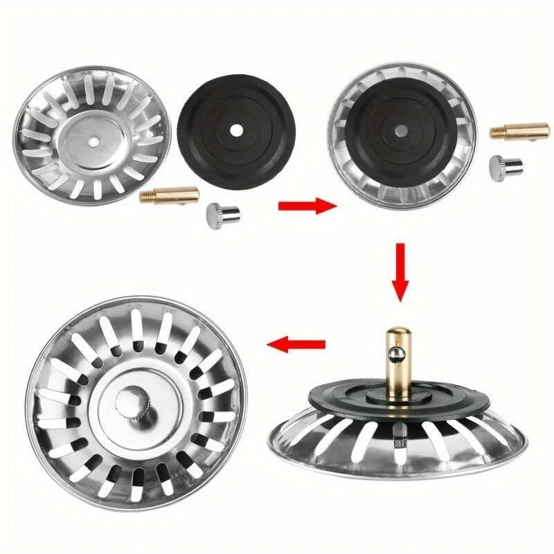1pc Kitchen Sink Strainer Stopper Stainless Steel Waste Plug Sink Filter Bathroom Hair Catcher Sink