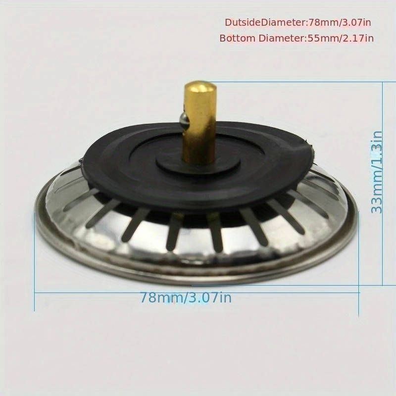 1pc Kitchen Sink Strainer Stopper Stainless Steel Waste Plug Sink Filter Bathroom Hair Catcher Sink