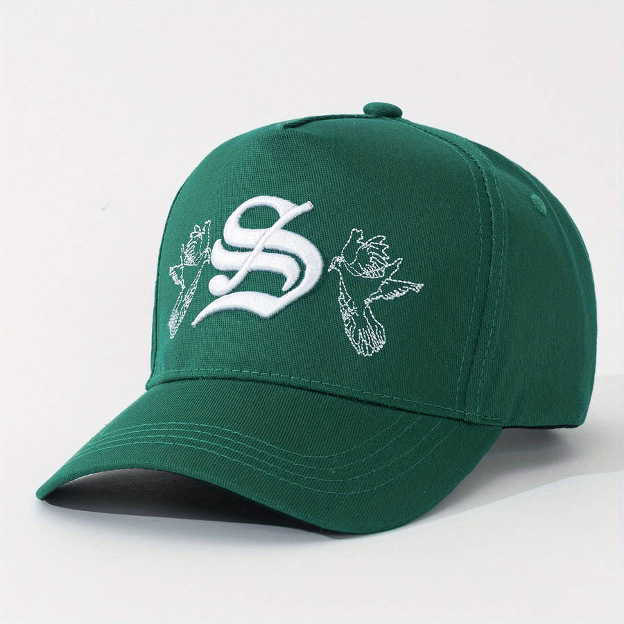 1pc Gothic Style S Letter 3D Embroidered Dad Cap Peace Dove Flat Embroidery Street Party Fash