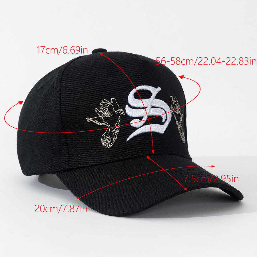 1pc Gothic Style S Letter 3D Embroidered Dad Cap Peace Dove Flat Embroidery Street Party Fash