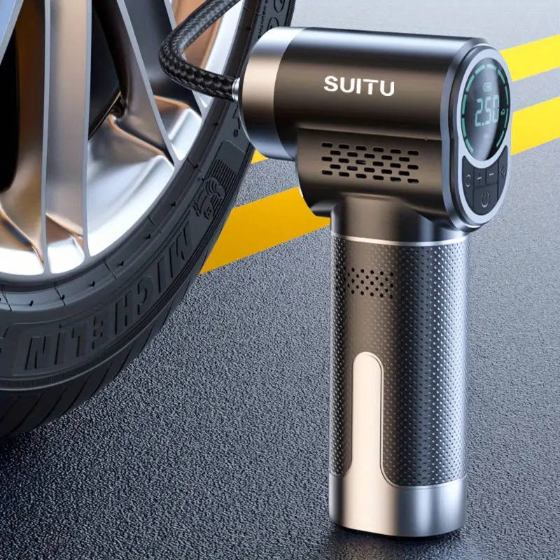 1pc Portable Air Compressor Pump USB Rechargeable 18650 Lithium Battery Wireless Tire Inflator with
