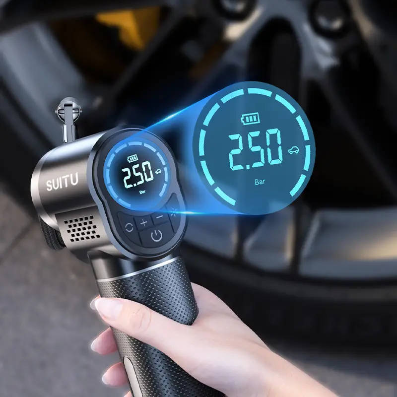 1pc Portable Air Compressor Pump USB Rechargeable 18650 Lithium Battery Wireless Tire Inflator with