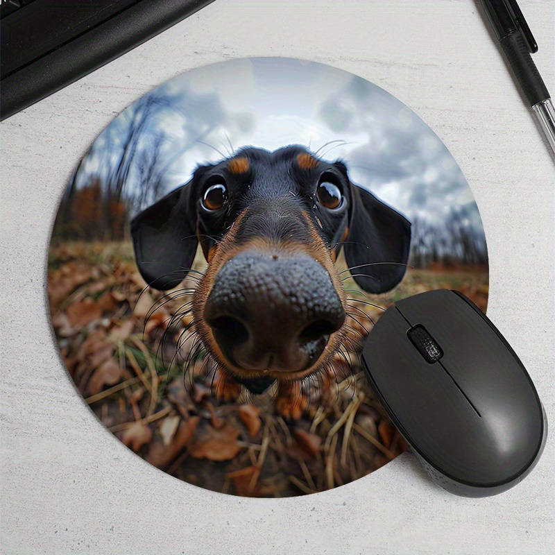 1pc Random Placement Print  Wide Angle Puppy Pattern Round Portable Mouse Pad Computer