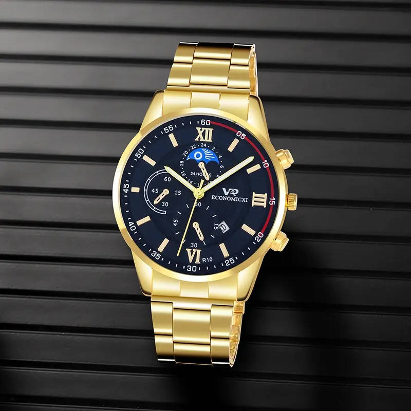 2pcs Men's Quartz Watch and Bracelet Set