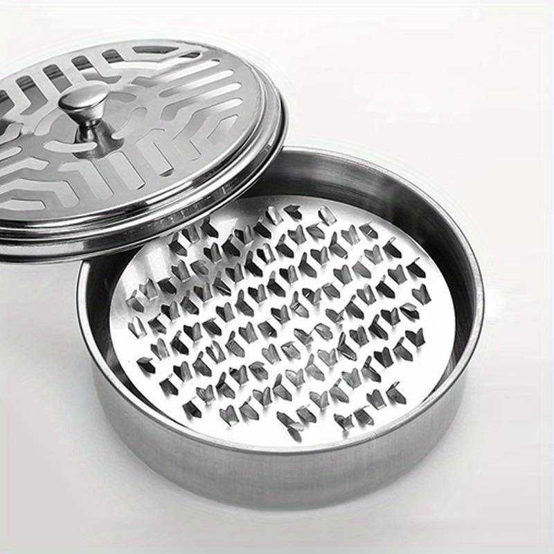 1pc Stainless Steel Mosquito Coil Holder with Lid and Ashtray Fireproof Heat-Resistant Home Deco