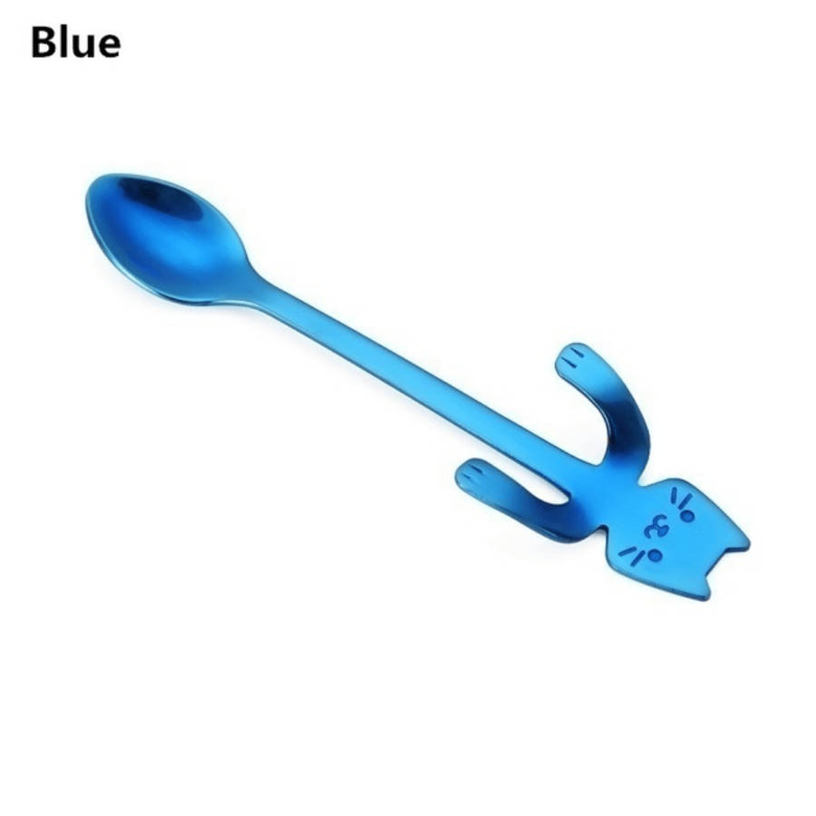 3pcs Stainless Steel Cat Shaped Coffee Spoons Set Mini Ice Cream Scoops Charming Kitchen Uten