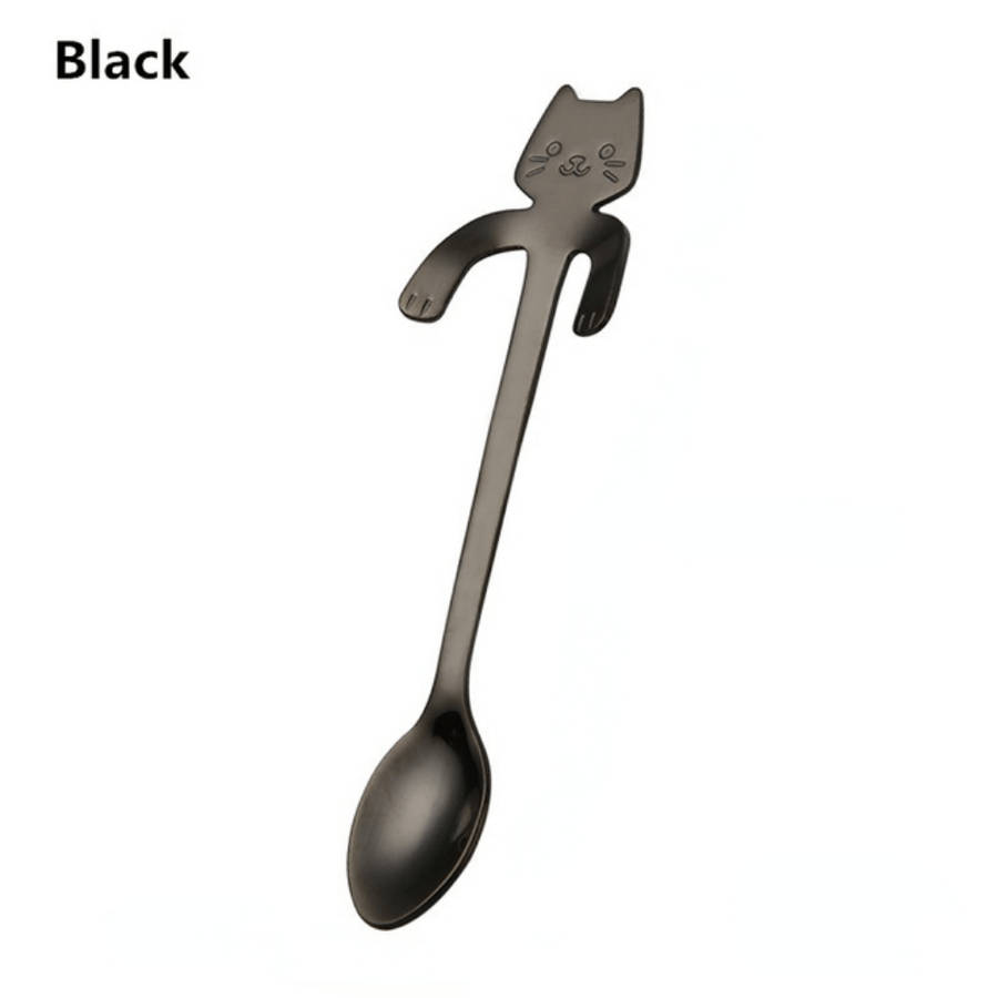 3pcs Stainless Steel Cat Shaped Coffee Spoons Set Mini Ice Cream Scoops Charming Kitchen Uten