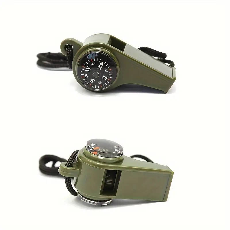 1 Piece 3-in-1 ABS Survival Whistle with Built-in Compass and Thermometer for Camping Hiking Outdoor