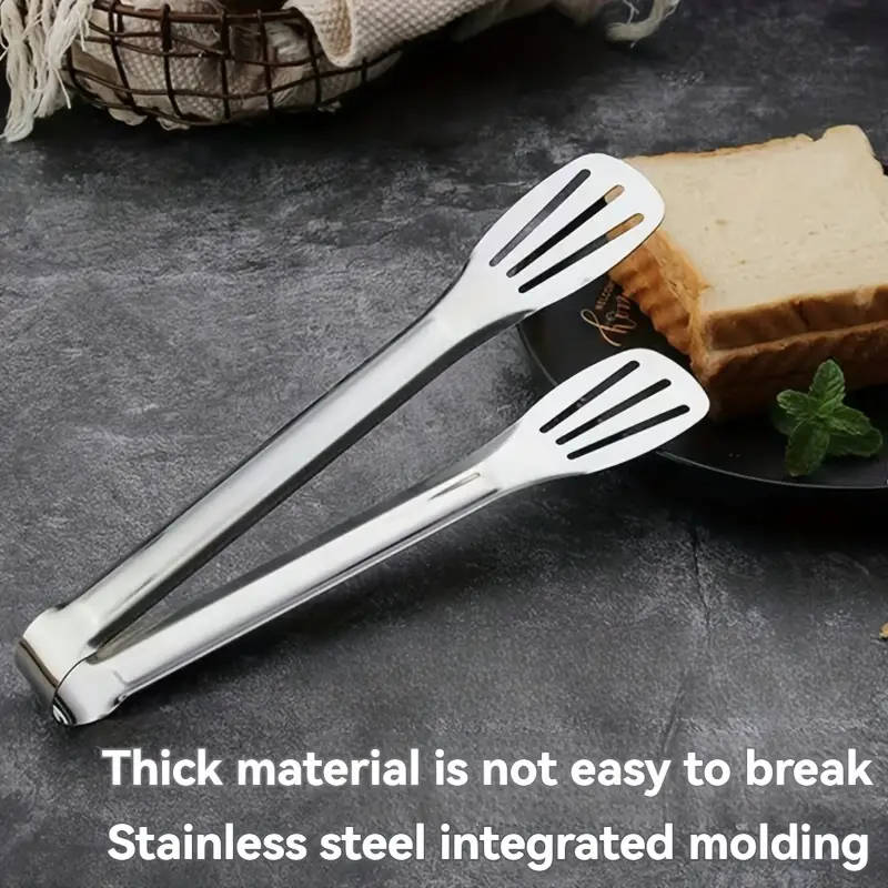 4pcs Stainless Steel Tongs Set Uncharged Sturdy Food Serving Clips for Bread BBQ Salad Home Restaura