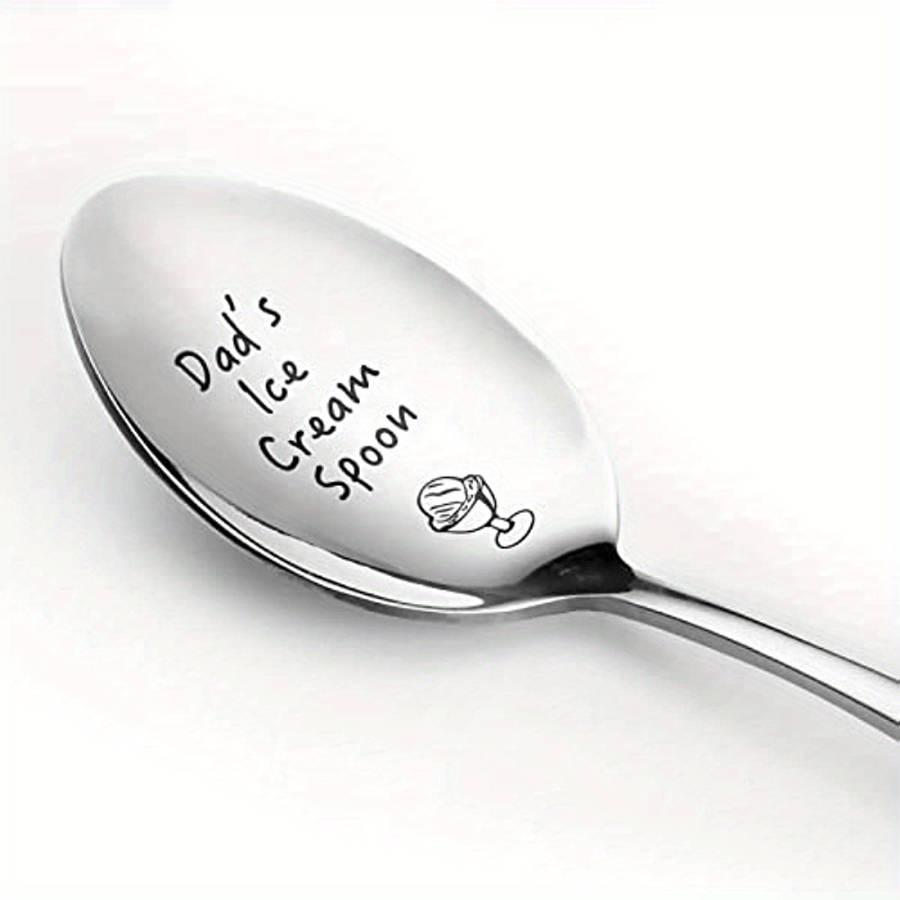 1pc Stainless Steel Spoon Set The Perfect Gift for Dad Ice Cream Dessert Salad Dinner Bi