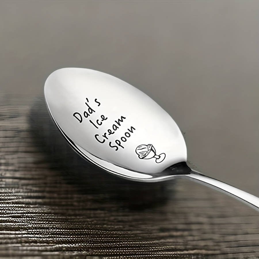 1pc Stainless Steel Spoon Set The Perfect Gift for Dad Ice Cream Dessert Salad Dinner Bi