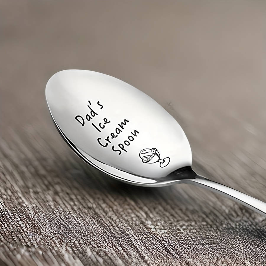 1pc Stainless Steel Spoon Set The Perfect Gift for Dad Ice Cream Dessert Salad Dinner Bi