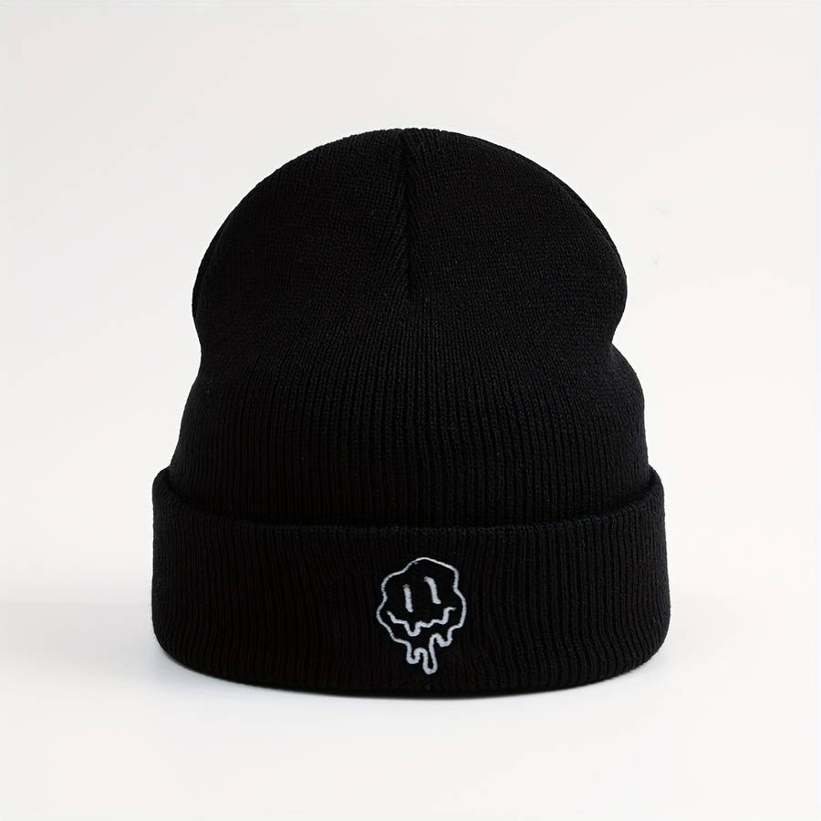 1pc Acrylic Knit Beanie Hat Casual Style Solid Color Warm Cap with Medium Stretch Hand Washab