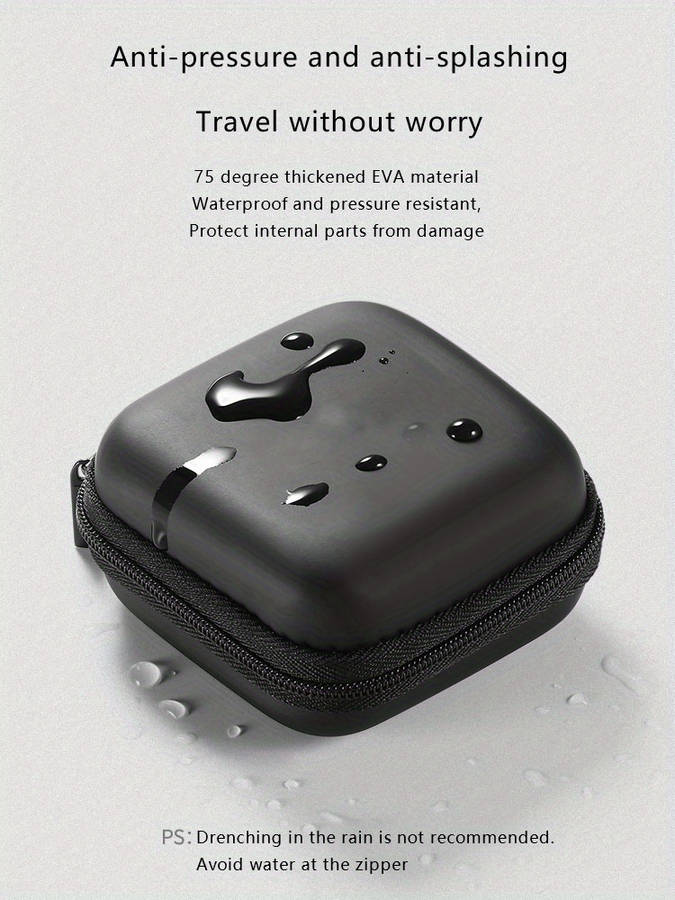 1pc Compact Mini EVA Hybrid Shell Storage Box Durable Easy-to-Carry Organizer for Earphones