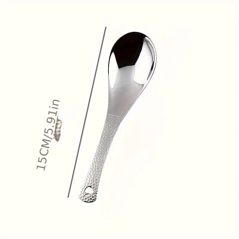 6 Piece Vintage Hammered Stainless Steel Dessert Spoons