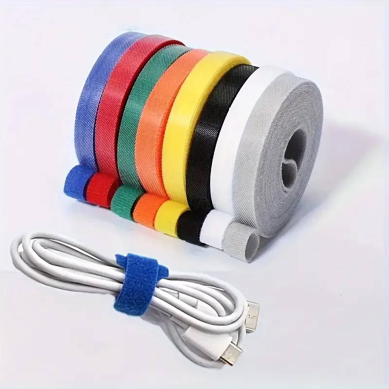 1pc Adjustable and Reusable Nylon Cable Ties 1 Roll Self-Adhesive Wire Organizer