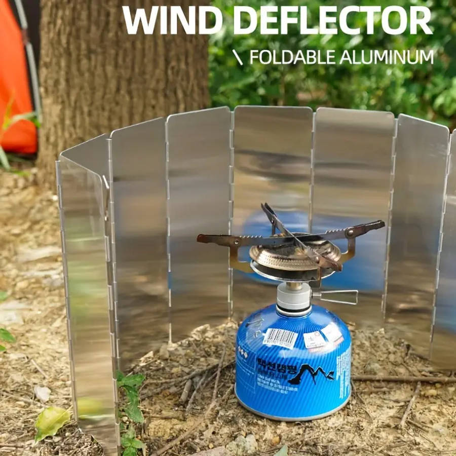 10 Sets of Camping Stove Windshields Alcohol Stove Windshields Ultra-Light Aluminum Alloy Foldable