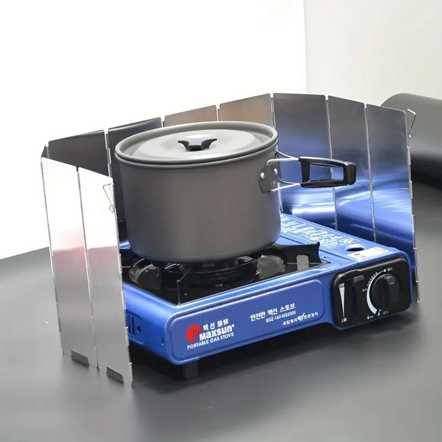 10 Sets of Camping Stove Windshields Alcohol Stove Windshields Ultra-Light Aluminum Alloy Foldable