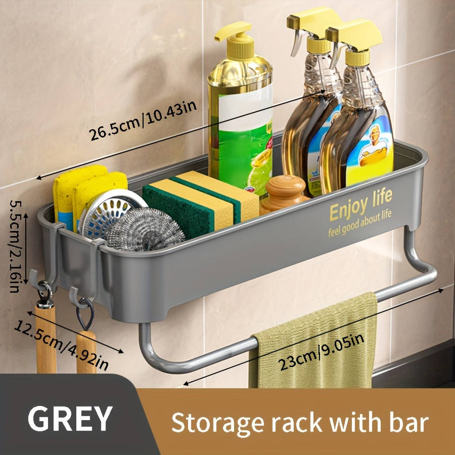 1pc Thickened Multi-Color Easy-Install 1pc Kitchen Sink Organizer No-Drill Storage Rack for Spice