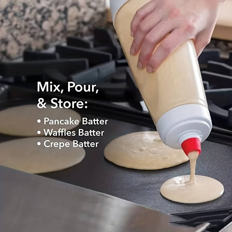 1pc Multifunctional Pancake Batter Dispenser with Mixing Ball and Steel Wire Stirrer Durable P