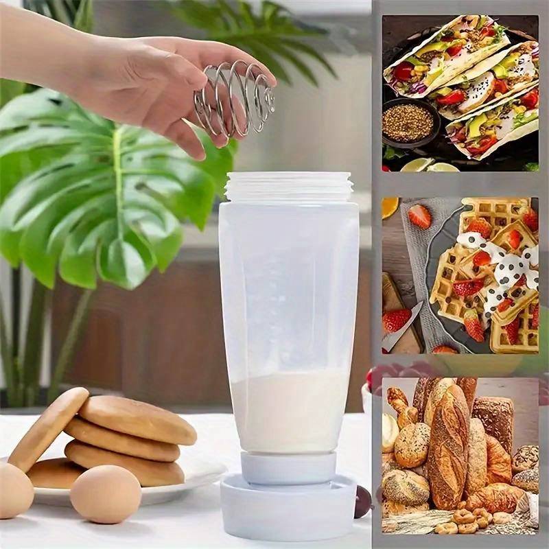 1pc Multifunctional Pancake Batter Dispenser with Mixing Ball and Steel Wire Stirrer Durable P