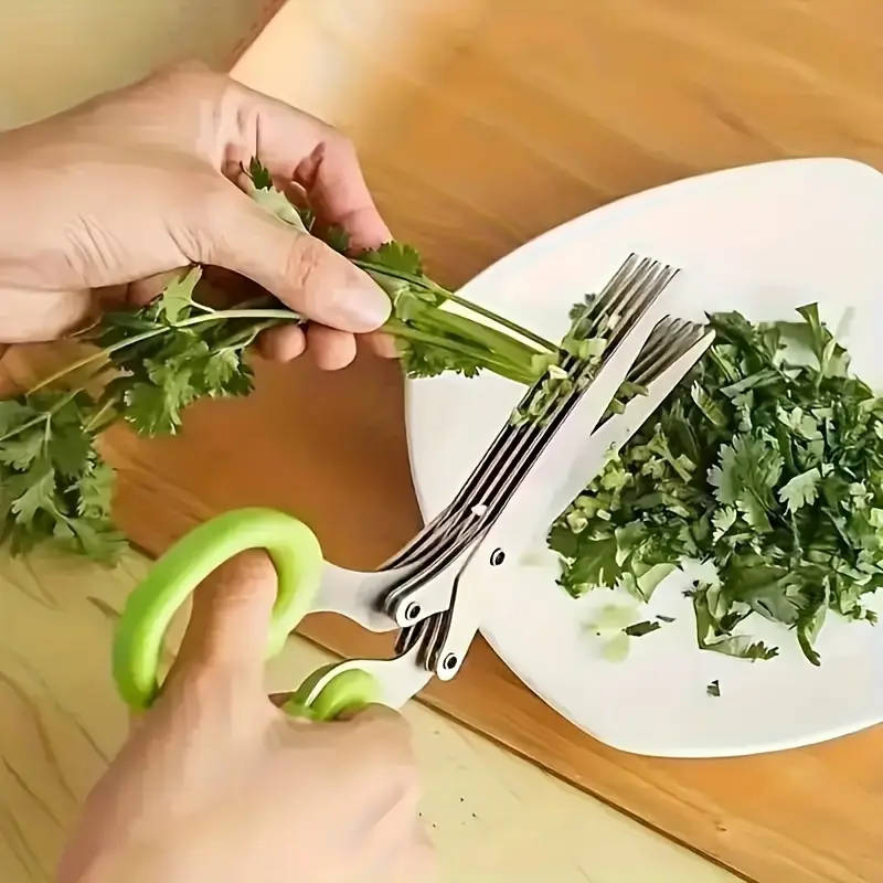 5-Layered Stainless Steel Kitchen Scissors Versatile Onion Herb Shredder Durable Safe