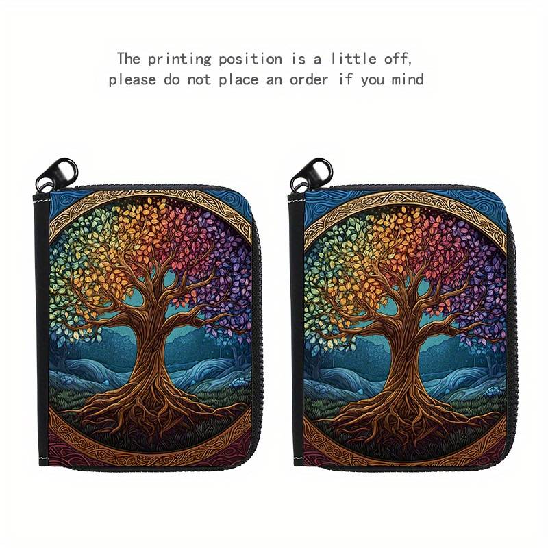 1pc Creative Multicolored Big Tree Single-Sided Full Print Accordion Style with 9+2 Card Slots