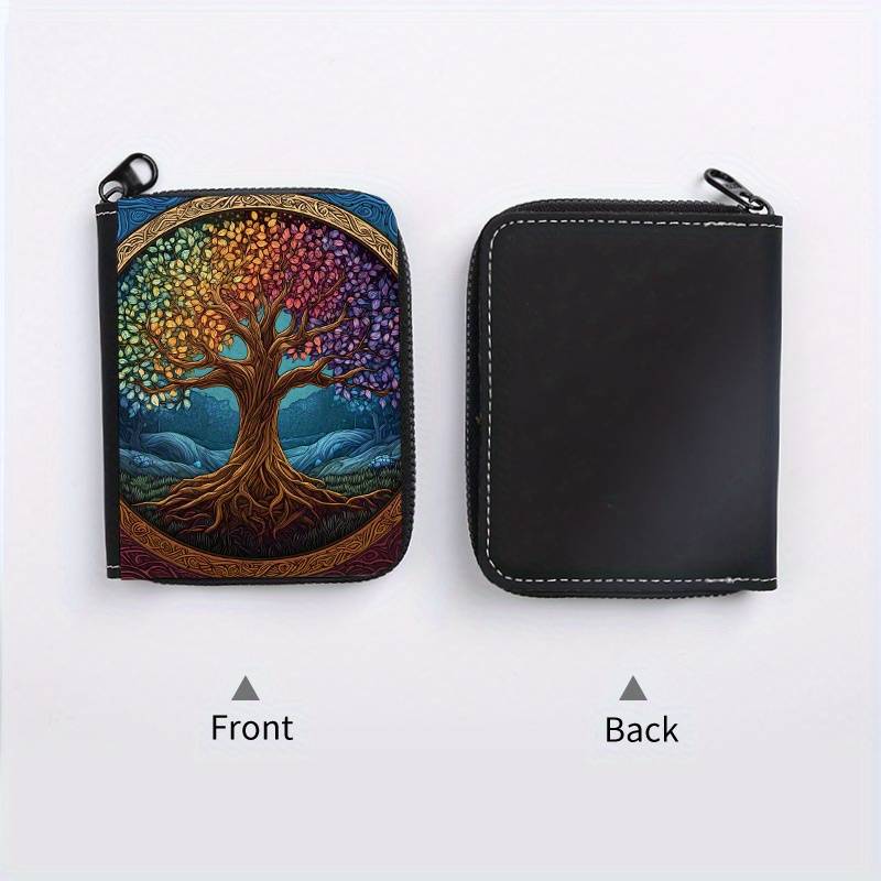 1pc Creative Multicolored Big Tree Single-Sided Full Print Accordion Style with 9+2 Card Slots
