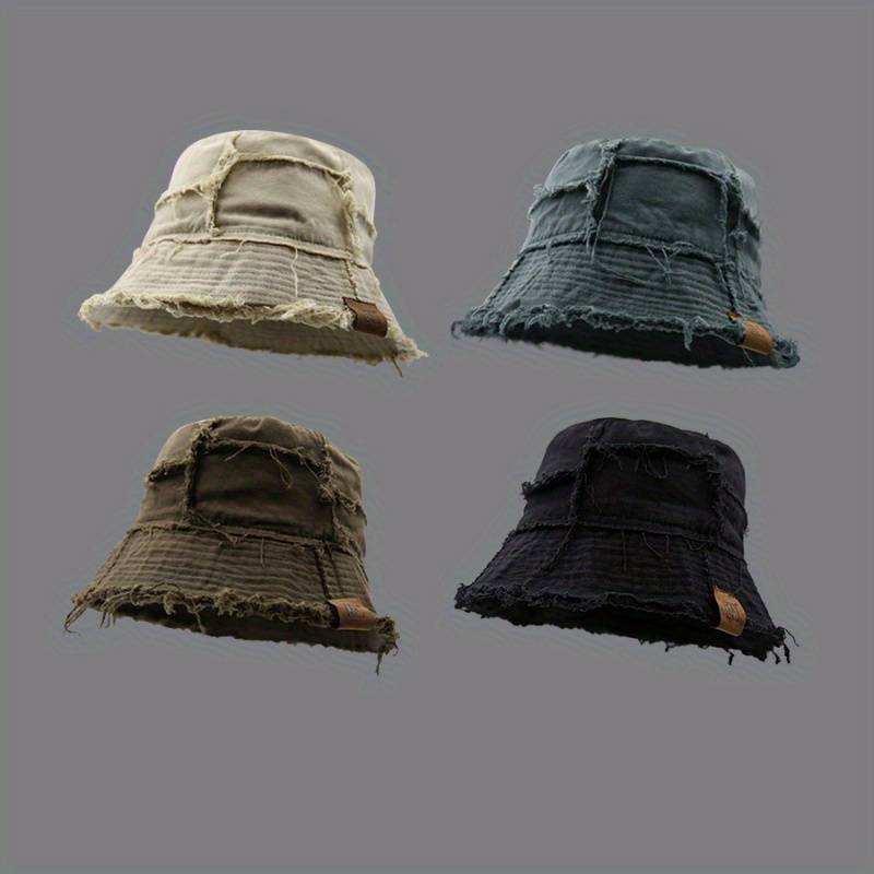 1pc Distressed Denim Bucket Hat Lightweight Sun-Protective Stylish Fisherman Cap for All Seaso