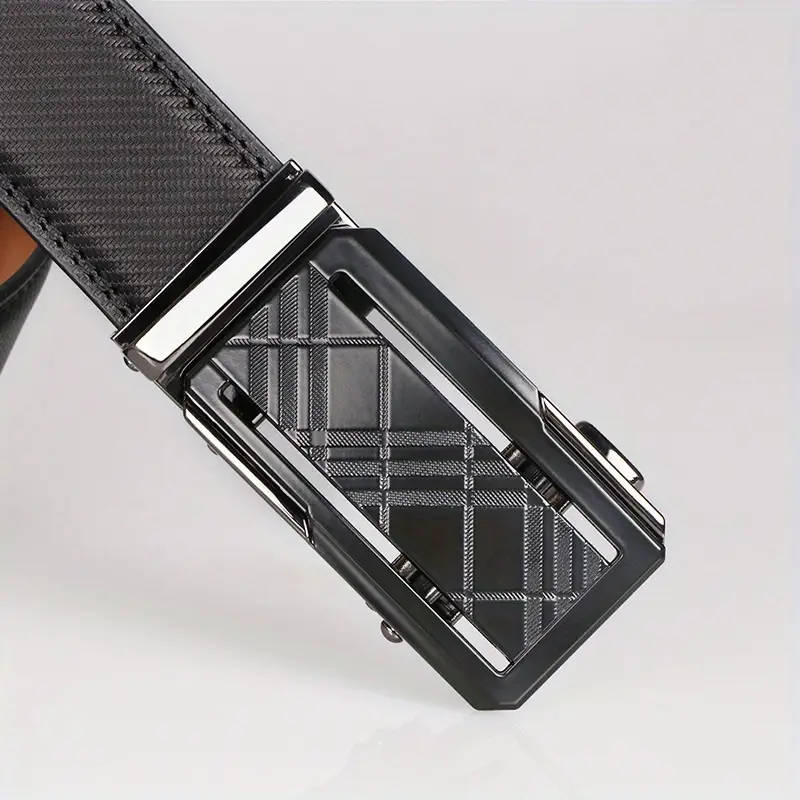 1-Piece Men's Genuine Leather Ratchet Belt Set Brown 115cm