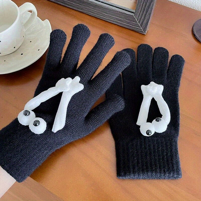 1 Pair Black Warm Gloves
