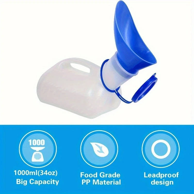 1pc Leakproof Portable Urinal with Lid and Funnel Lightweight Food-Grade Pee Bottle for Elderly Pati