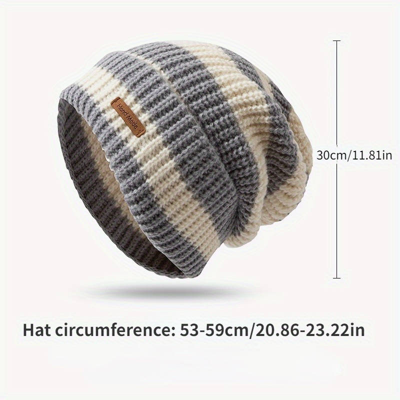 1pc Cozy Striped Beanie Hat Soft Warm Lightweight Knit for Autumn Winter Breathable Stretchy