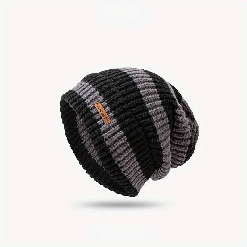 1pc Cozy Striped Beanie Hat Soft Warm Lightweight Knit for Autumn Winter Breathable Stretchy
