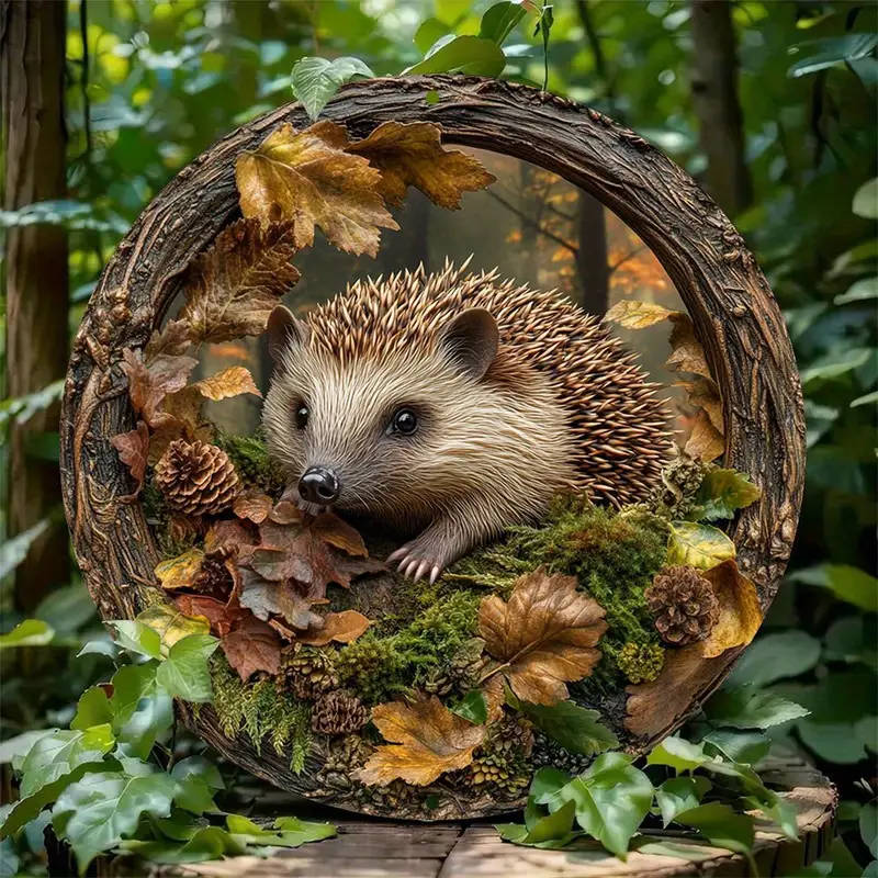 1pc Art Deco Hedgehog-Inspired 3D Embossed Aluminum Wall Art Decor Waterproof and Durable Animal The